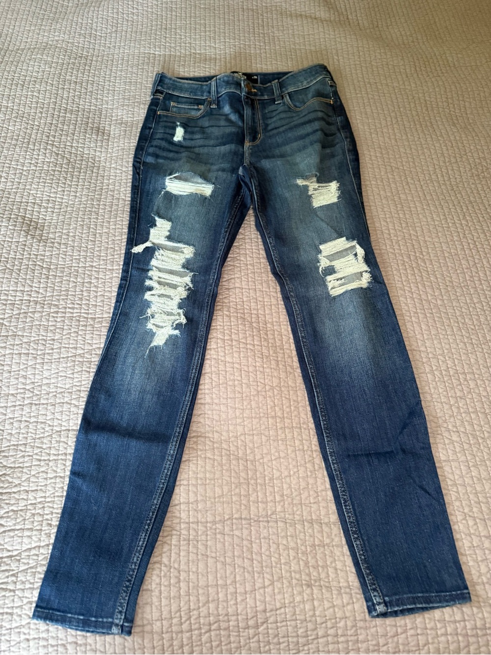 Hollister Ripped Dark Blue Skinny Jeans